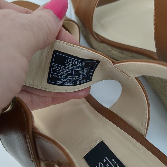 Jones New York Isotta Espadrille Brown Jute Woven Wedge Sandal Women's 10 - Picture 8 of 12